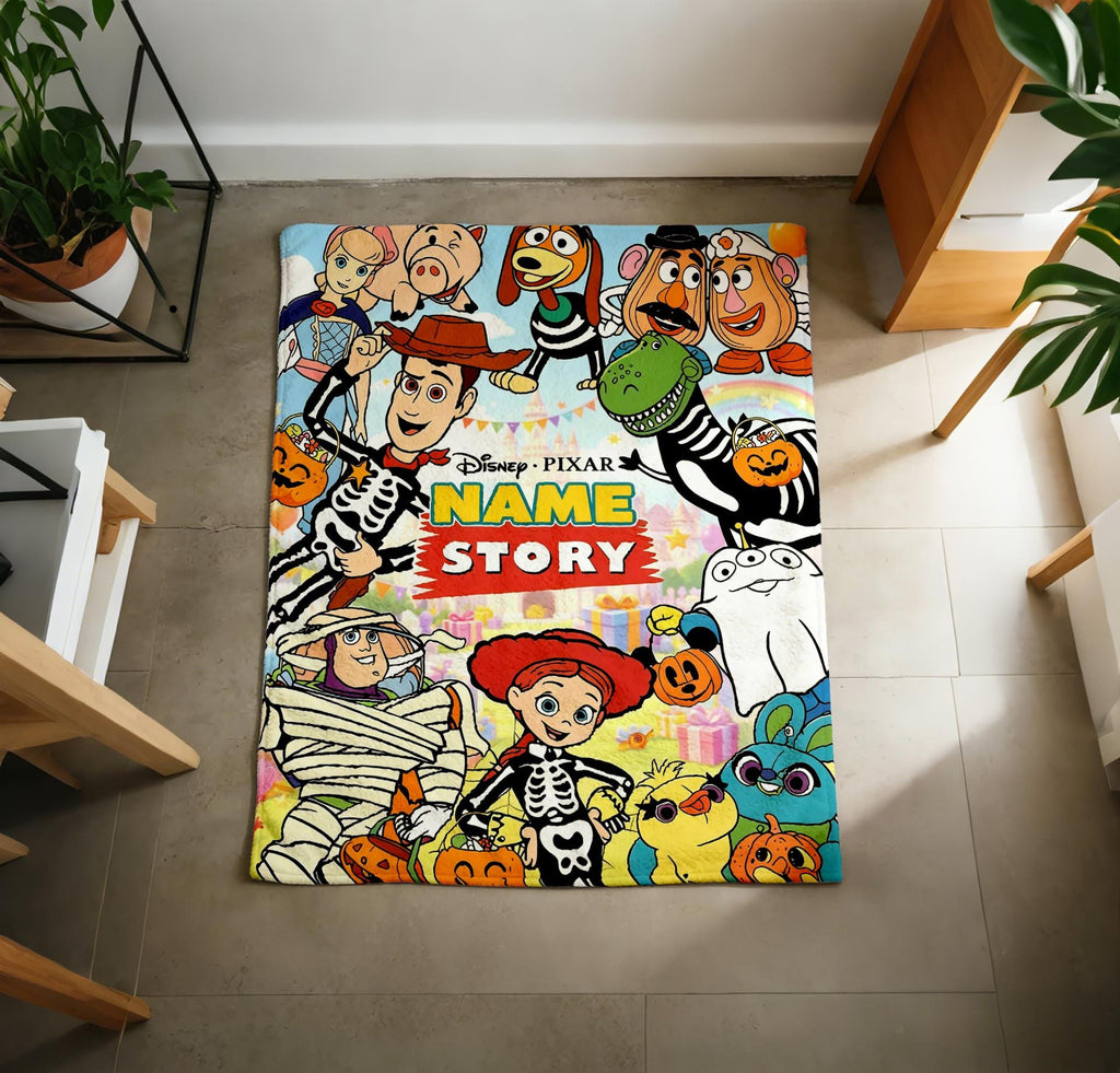 Custom Name Toy Story Halloween Blanket Soft Throw, Holiday Art, Gift For Young Fans
