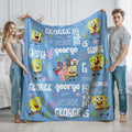 Personalized SpongeBob Blanket, Custom Name Cartoon Blanket, Kids Character Gift, Birthday Gift, Personalized Kids Blanket