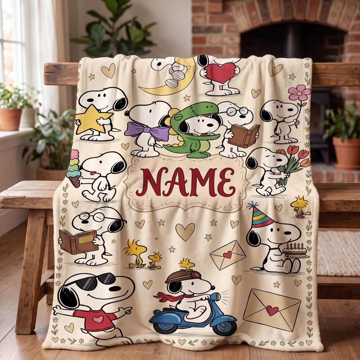 Personalized Classic Cartoon Dog Flannel Blanket, Custom Smiling Hound Throw, Minimalist Retro Bedding, Cheerful Nursery Gift for Kids Boys