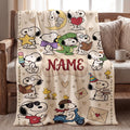 Personalized Classic Cartoon Dog Flannel Blanket, Custom Smiling Hound Throw, Minimalist Retro Bedding, Cheerful Nursery Gift for Kids Boys