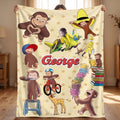 Personalized Monkey Kids Blanket, Custom Playful Cartoon Animal Throw, Nursery Bedding for Boys and Girls, Toddler Shower Gift