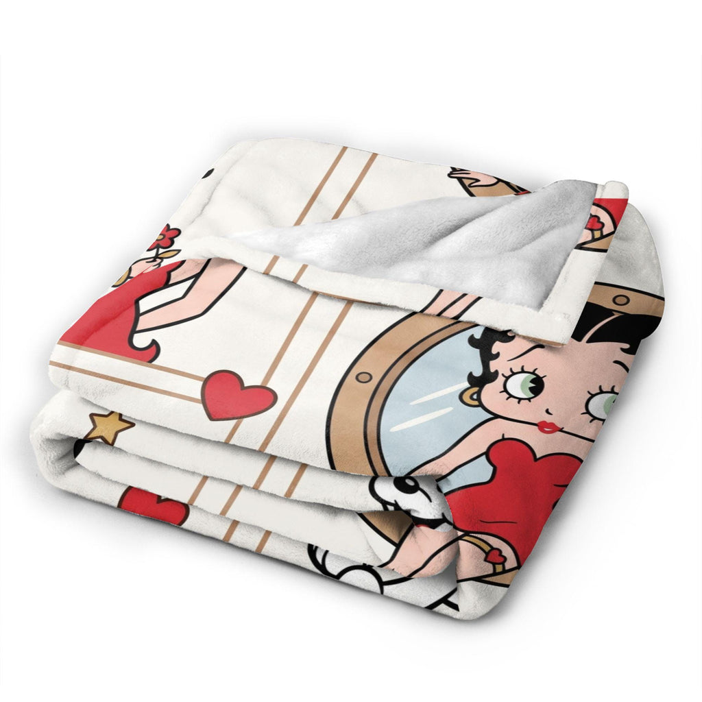 Custom Betty Boop Comic Panel Red Dress Blanket, Personalized Vintage Flannel Throw, Cute Birthday Gift for Her Women Mom Sister