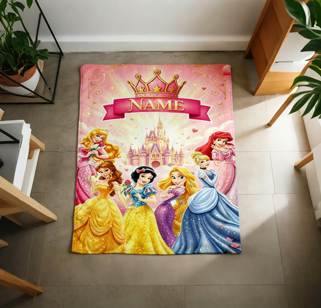 Royal Disney Princess Blanket Soft Throw, Personalized Castle Cover For Kid Fans
