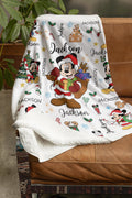 Mickey Mouse Christmas Blanket Family, Mickey Mouse Christmas Gift, Family Name Blanket for Xmas, Disney Home Decor, Disney Christmas Gift