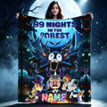 Personalized Forest Horror Blanket, Custom Name Flannel Throw, Spooky Deer Monster Blanket, Dark Gamer Gift for Teens and Horror Fans