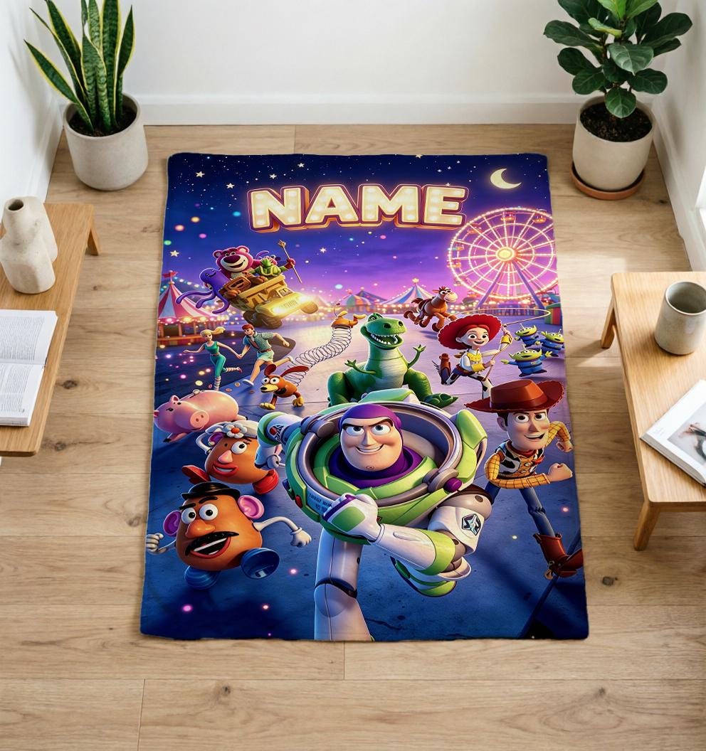 Personalized Toy Story Blanket Soft Throw, Custom Name Blanket, Gift for Kids Birthday Christmas