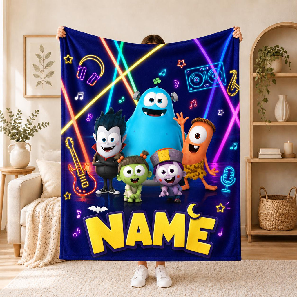 Children Fun Monster Friends Blanket Soft Throw, Personalized Multi‑Layout Party Printed Throw