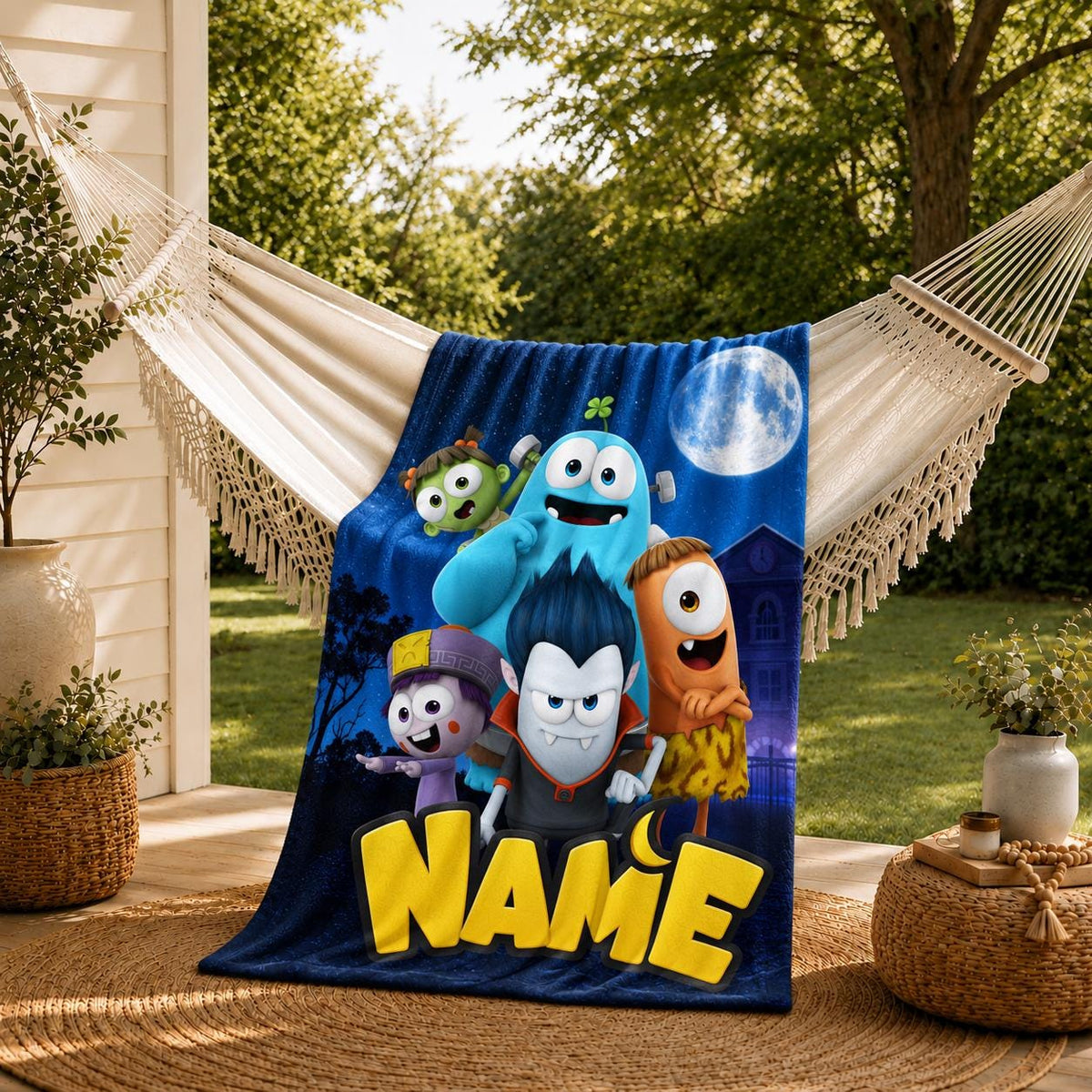 Children Fun Monster Friends Blanket Soft Throw, Personalized Multi‑Layout Party Printed Throw