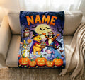 Custom Name Winnie Pooh Halloween Blanket Soft Throw, Spooky Cartoon Character Throw Blanket, Birthday Halloween Gift For Children