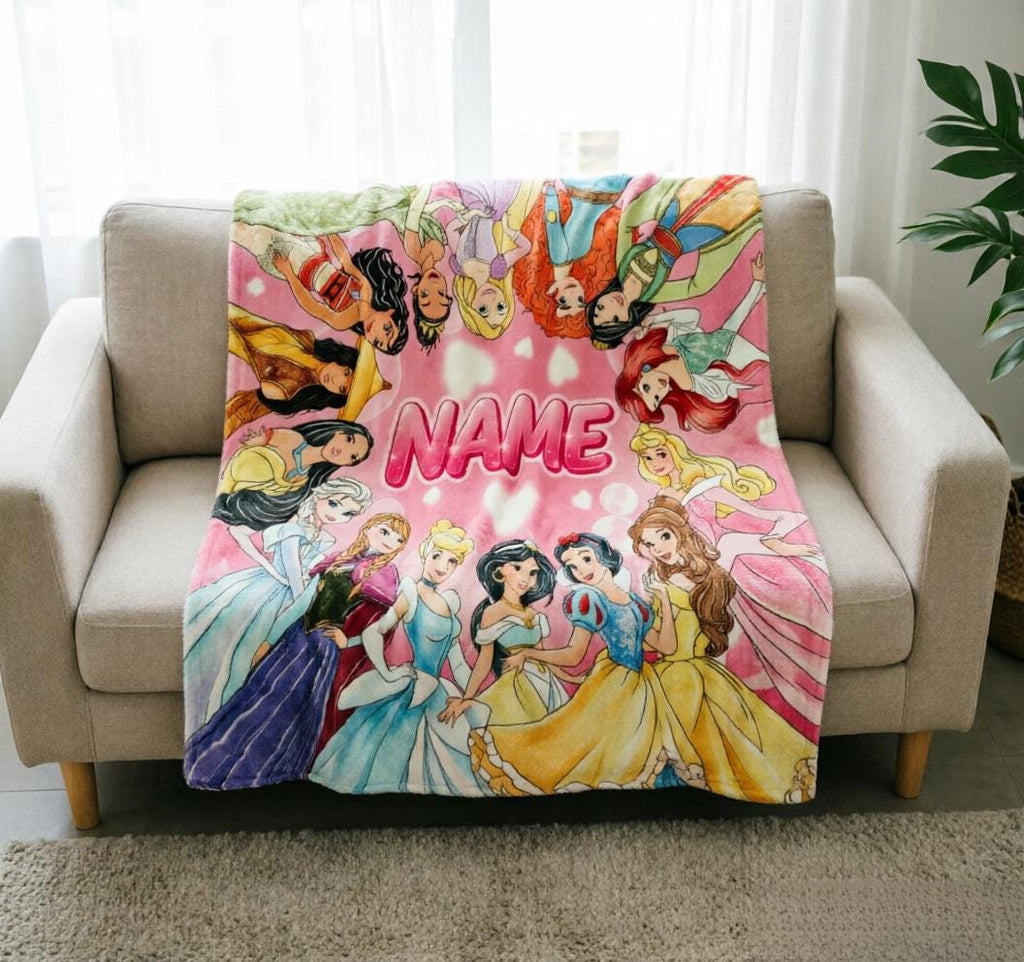 Personalized Princess Girls Blanket Soft Throw, Custom Name Cozy Throw, Unique Keepsake Gift For Princess Fan