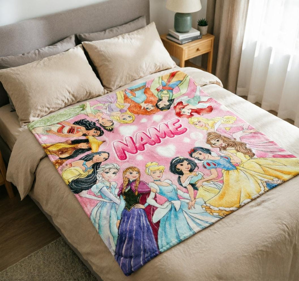 Personalized Princess Girls Blanket Soft Throw, Custom Name Cozy Throw, Unique Keepsake Gift For Princess Fan