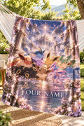Personalized Eevee Evolutions Fleece Blanket, Custom Name, Moonlit Fantasy Art (Anime Gift)