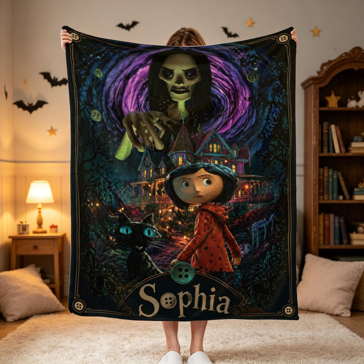 Personalized Kids Blanket Custom Name Cozy Throw Blanket Birthday Gift Halloween Room Decor