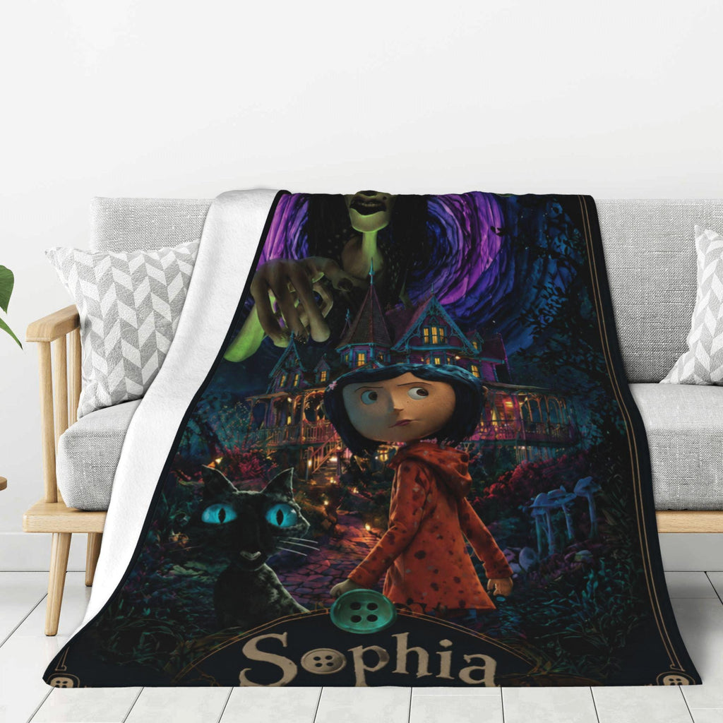 Personalized Kids Blanket Custom Name Cozy Throw Blanket Birthday Gift Halloween Room Decor