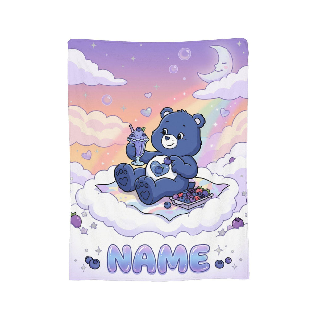 Personalized Care Bears Blueberry Sundae Blanket, Customizable Lavender Moon Nap Wrap