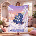 Personalized Care Bears Blueberry Sundae Blanket, Customizable Lavender Moon Nap Wrap
