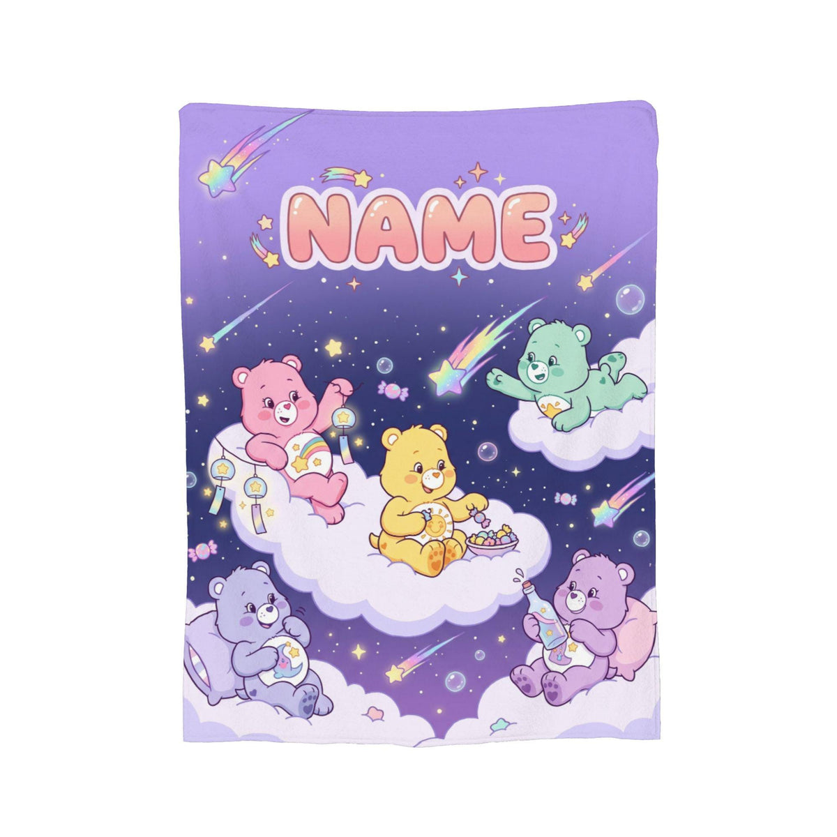 Custom Care Bears Shooting Star Night Blanket, Sweet Purple Cloud Sleep Throw