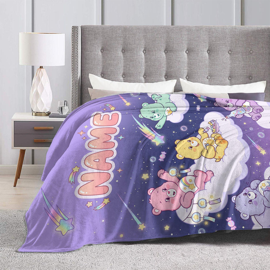 Custom Care Bears Shooting Star Night Blanket, Sweet Purple Cloud Sleep Throw