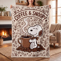 Personalized Coffee Lover Hound Flannel Blanket, Custom Morning Brew Dog Throw, Warm Cafe Comic Bedding, Cozy Barista Gift for Best Friend