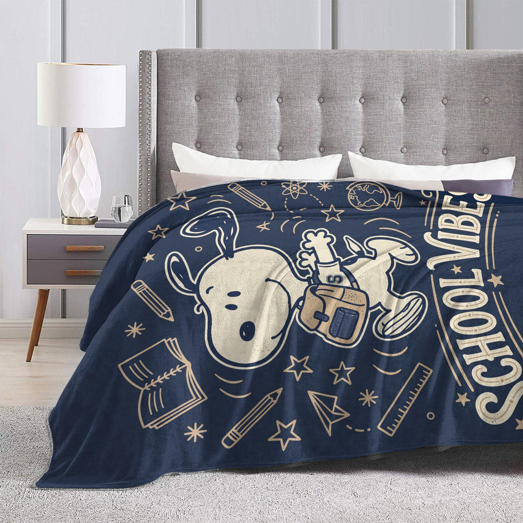 Personalized School Vibes Hound Flannel Blanket, Custom Campus Study Dog Throw, Back to School Bedding, Student Teacher Gift for Boys Girls