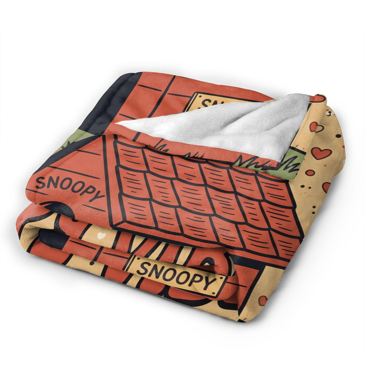 Personalized Red Doghouse Beagle Flannel Blanket, Custom Kids Rooftop Nap Throw, Cute Comic Bedding, Playful Birthday Gift for Boys Girls