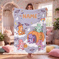 Personalized Care Bears Halloween Pumpkin Blanket, Custom Spooky Kids Fleece