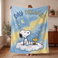 Personalized Daydreamer Hound Flannel Blanket, Custom Crescent Moon Dog Throw, Celestial Starlight Bedding, Cozy Relax Gift for Bestie Mom