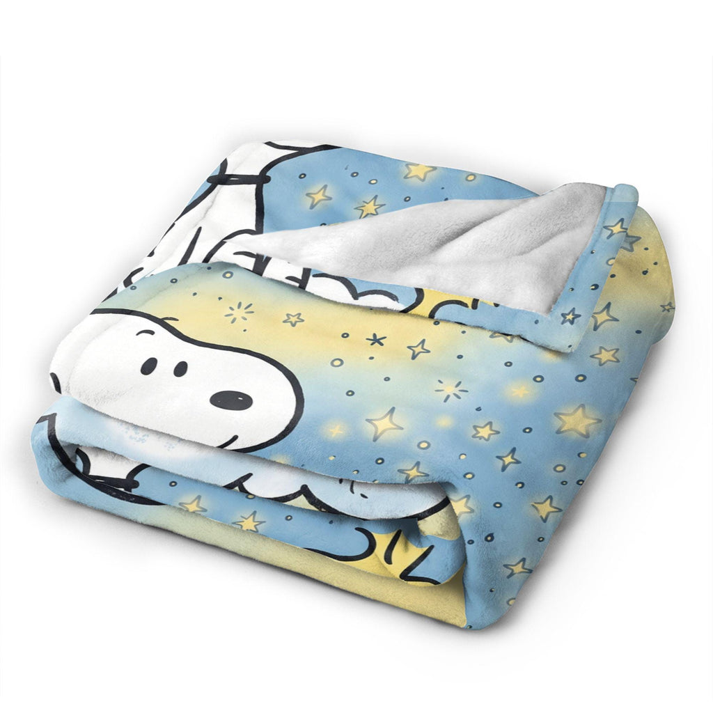 Personalized Daydreamer Hound Flannel Blanket, Custom Crescent Moon Dog Throw, Celestial Starlight Bedding, Cozy Relax Gift for Bestie Mom