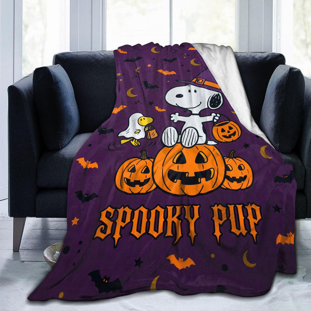 Personalized Halloween Witch Hound Flannel Blanket, Custom Midnight Comic Dog Throw, Flying Broom Spooky Bedding, Fall Gift for Pet Lovers