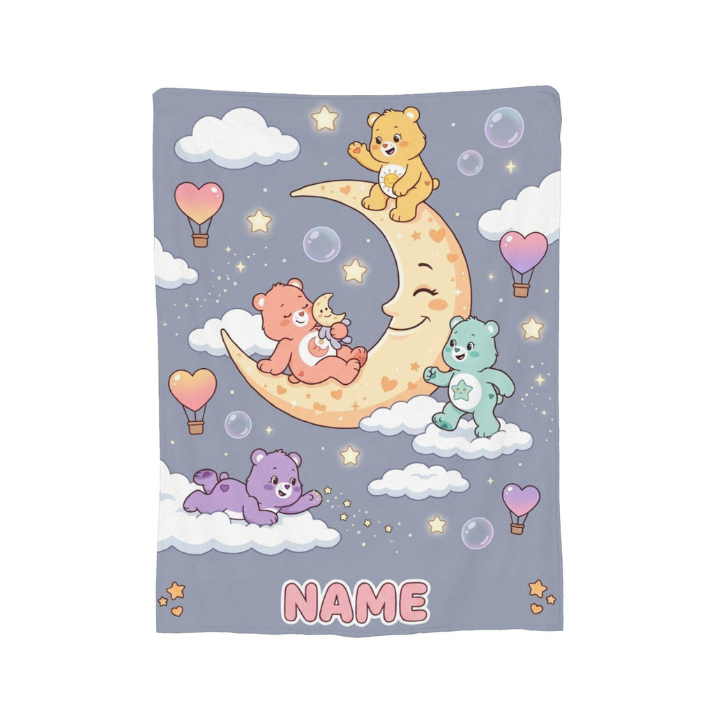 Custom Care Bears Crescent Moon Blanket, Cute Dreamy Night Kids Fleece
