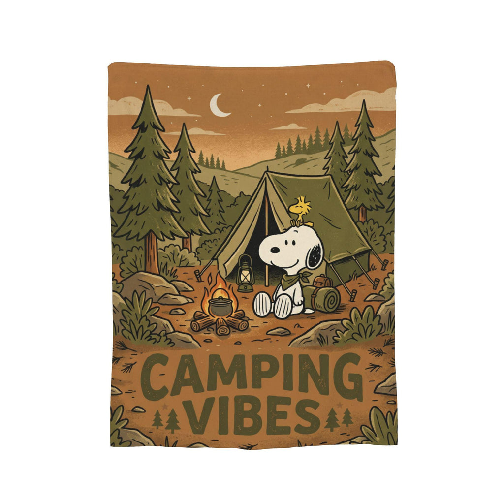 Personalized Camp Scout Beagle Flannel Blanket, Custom Camping Hound Throw, Campfire Tent Bedding, Outdoor Adventure Gift for Hikers