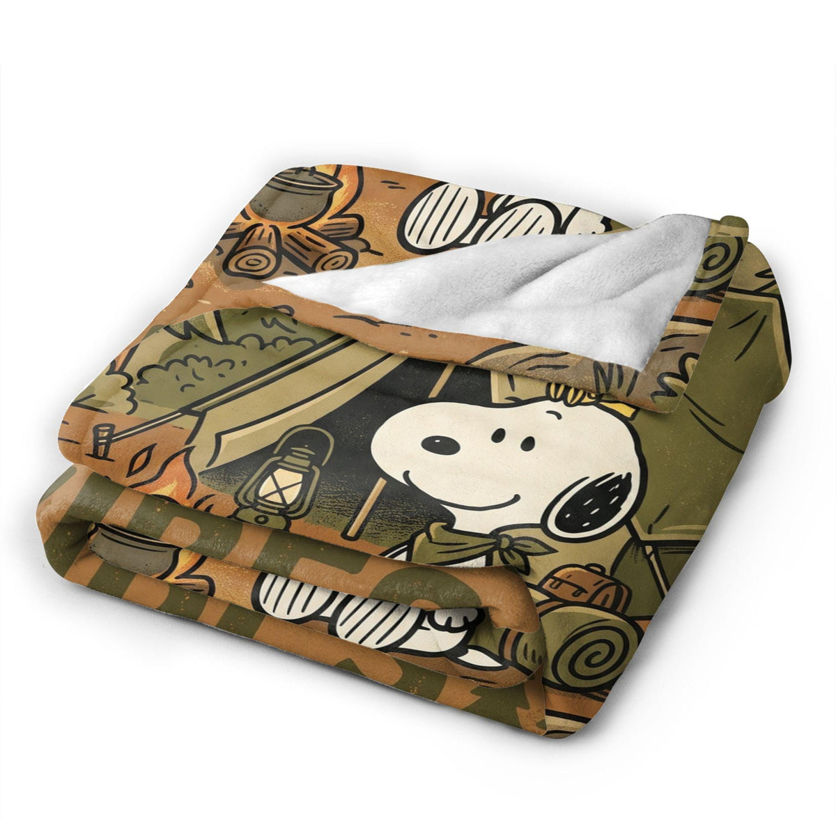 Personalized Camp Scout Beagle Flannel Blanket, Custom Camping Hound Throw, Campfire Tent Bedding, Outdoor Adventure Gift for Hikers