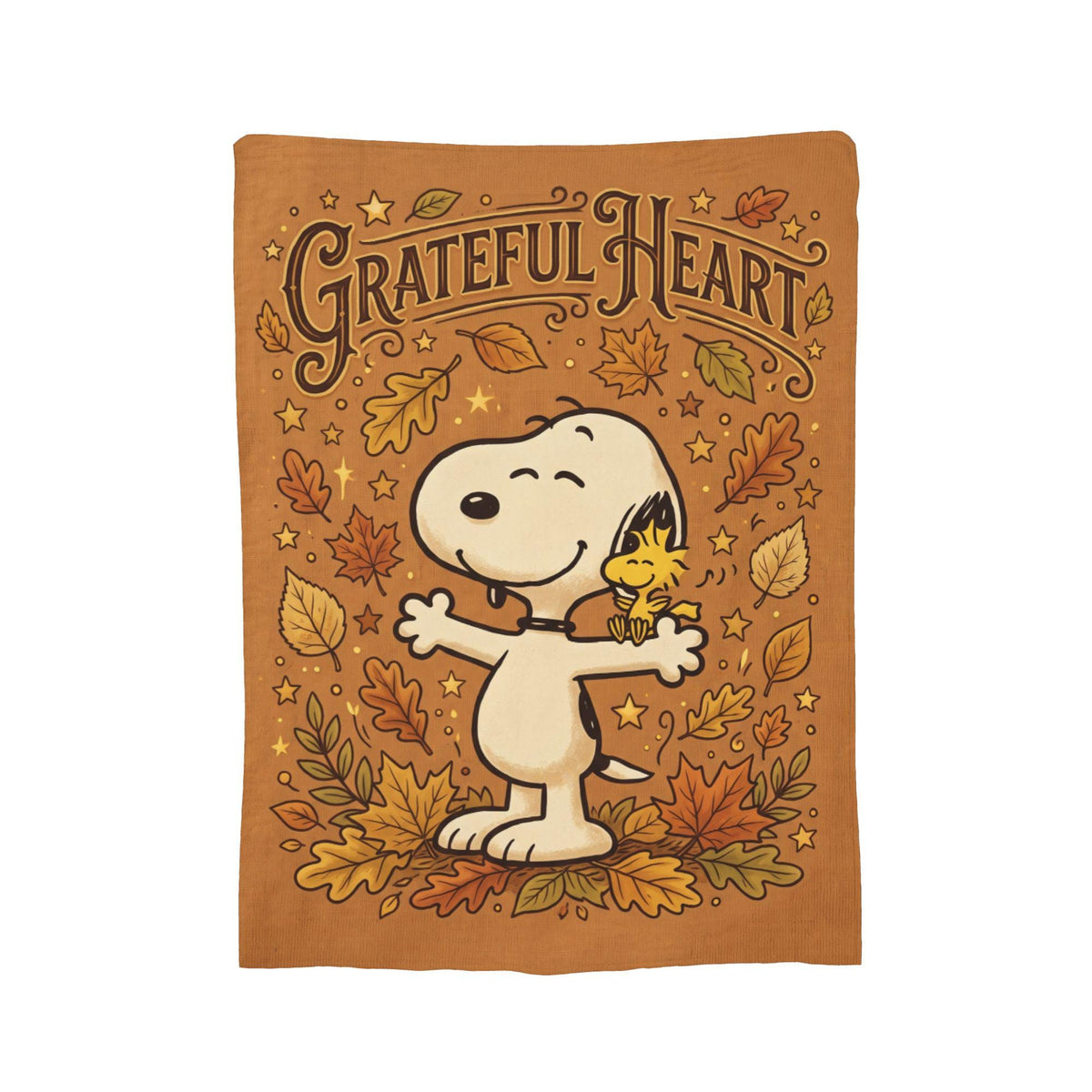 Personalized Grateful Heart Beagle Blanket, Custom Comic Hound Hug Throw, Autumn Thanksgiving Bedding, Wholesome Gift for Her Mom Bestie