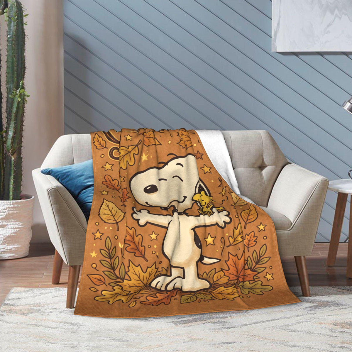Personalized Grateful Heart Beagle Blanket, Custom Comic Hound Hug Throw, Autumn Thanksgiving Bedding, Wholesome Gift for Her Mom Bestie