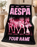 Custom aespa Flannel Blanket, Personalized Kpop Fan Gift, Karina Winter Giselle Ningning Blanket