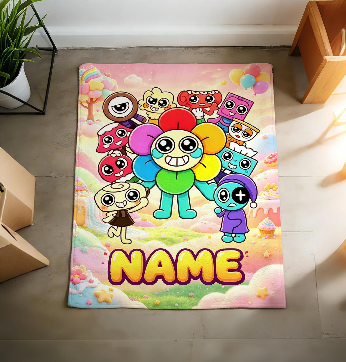Custom Name Dandy's World Blanket Soft Throw, Character Kids Present