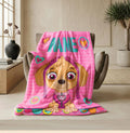 PAW Patrol Skye Blanket, Pink Striped Heart Throw, Hero Dog Bedding, Sweet Girls Room Gift