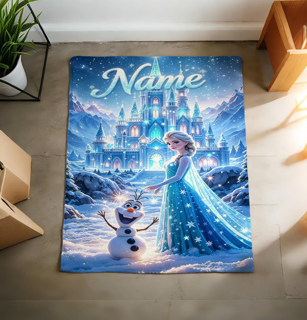 Custom Name Frozen Fleece Blanket, Elsa Blanket, Frozen Blanket, Frozen Movie Blanket, Elsa Olaf Anna