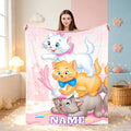 Personalized Cute Cat Blanket, Custom Name Soft Flannel Throw, Adorable Kitten Blanket for Kids, Cat Lover Birthday Gift, Nursery Decor