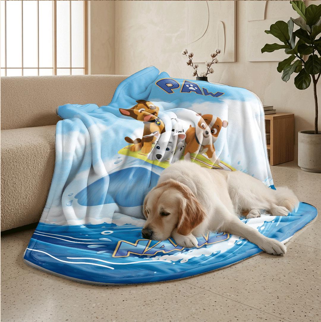 PAW Patrol Surfing Blanket, Big Wave Dog Throw, Summer Beach Hero Bedding, Boys Vacation Gift