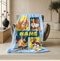 PAW Patrol Grid Blanket, Pop Art Hero Dog Throw, Retro Cartoon Pup Bedding, Kids Fan Gift