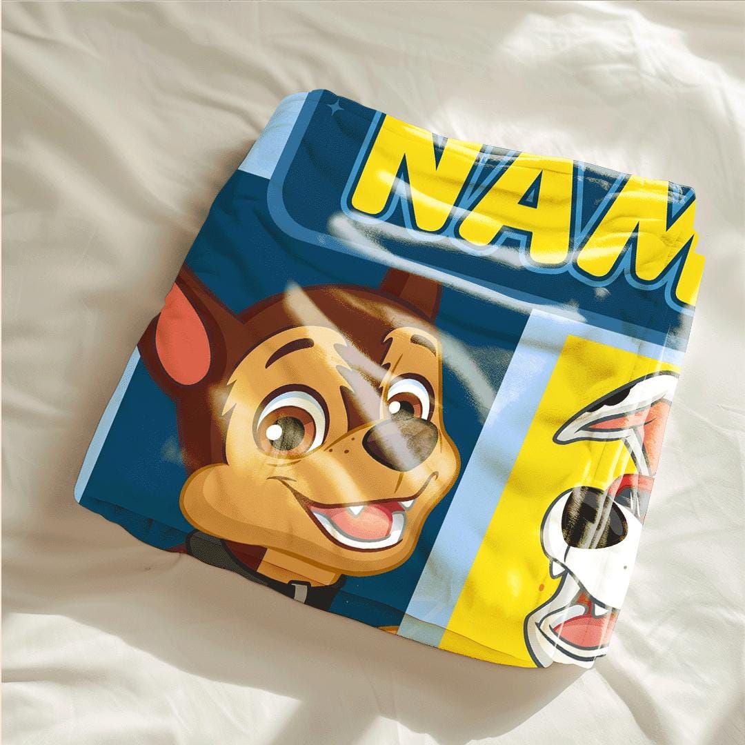 PAW Patrol Grid Blanket, Pop Art Hero Dog Throw, Retro Cartoon Pup Bedding, Kids Fan Gift