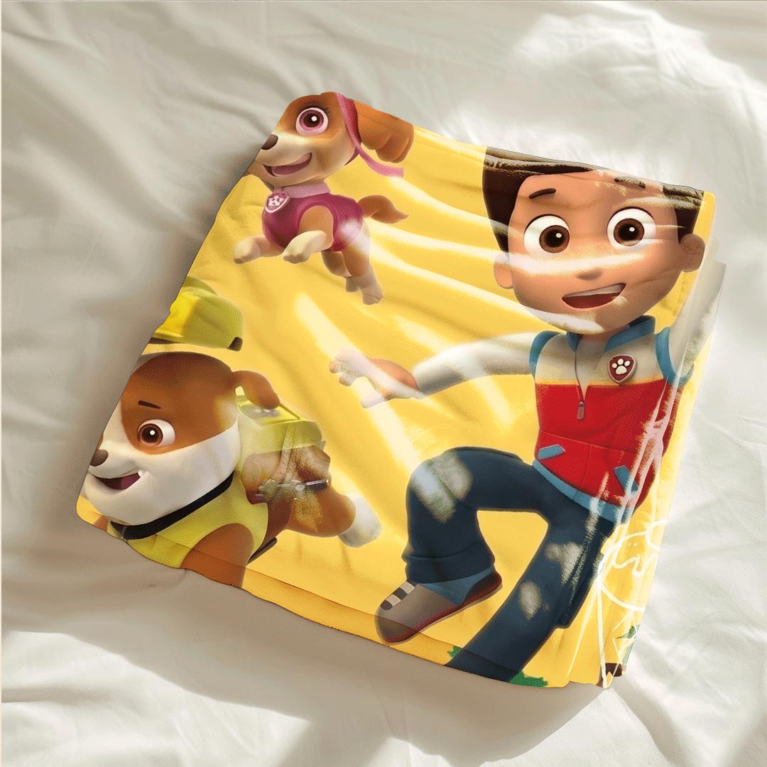 PAW Patrol Summer Blanket, Yellow Beach Throw, Hero Squad Bedding, Boys Vacation Gift