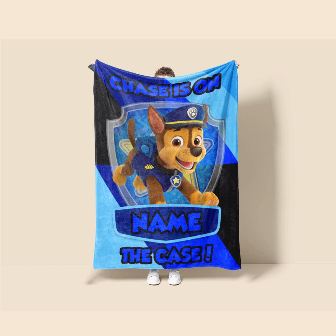 PAW Patrol Sprint Blanket, Blue Diamond Grid Throw, Police Dog Bedding, Active Boys Room Gift