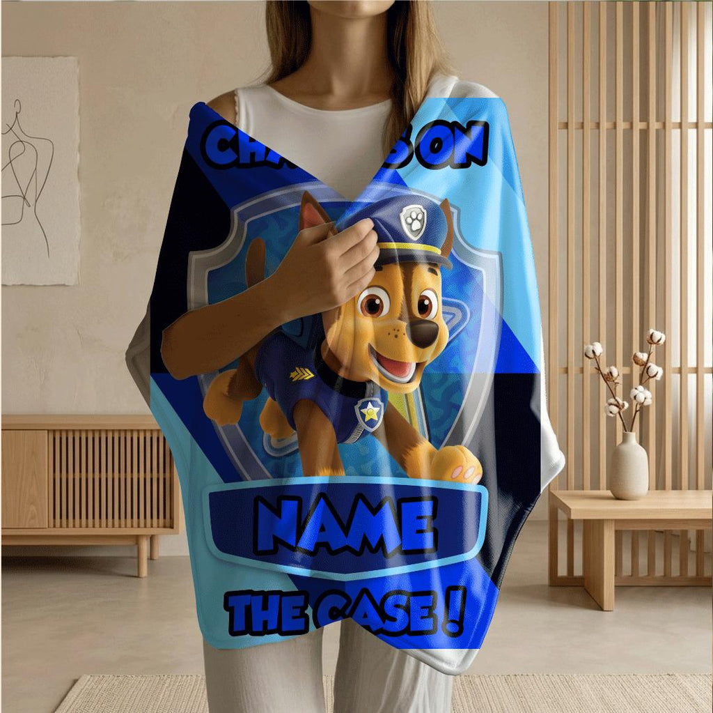 PAW Patrol Sprint Blanket, Blue Diamond Grid Throw, Police Dog Bedding, Active Boys Room Gift