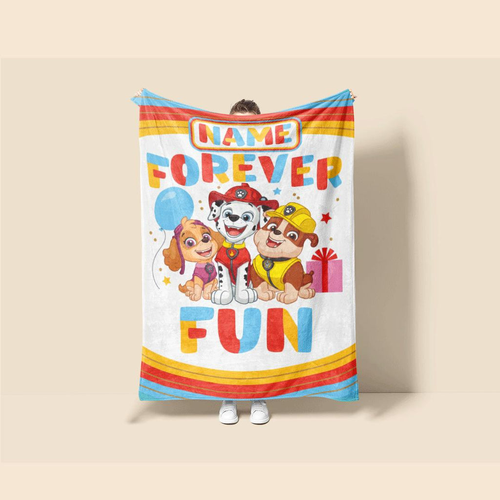PAW Patrol Forever Fun Blanket, Rainbow Party Throw, Cute Pup Squad Bedding, Kids Gift