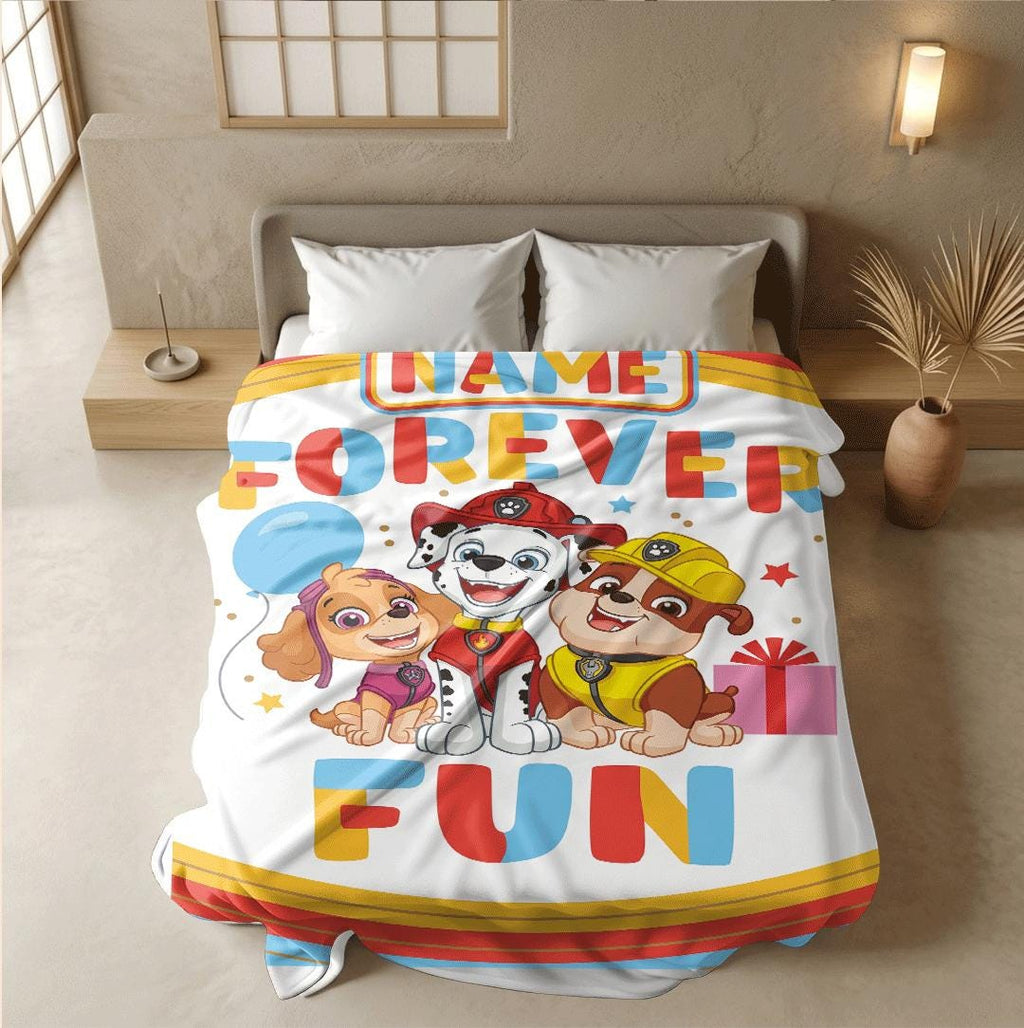PAW Patrol Forever Fun Blanket, Rainbow Party Throw, Cute Pup Squad Bedding, Kids Gift