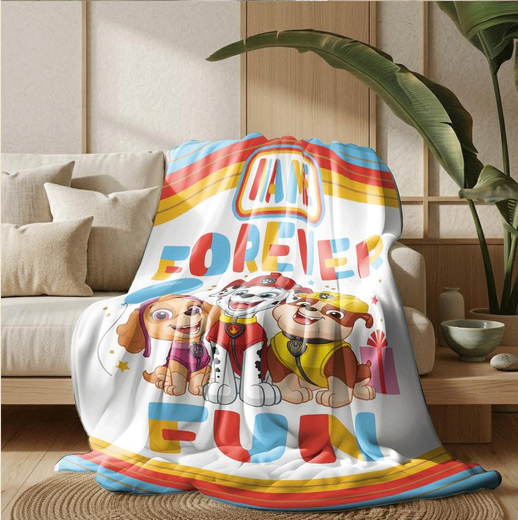 PAW Patrol Forever Fun Blanket, Rainbow Party Throw, Cute Pup Squad Bedding, Kids Gift