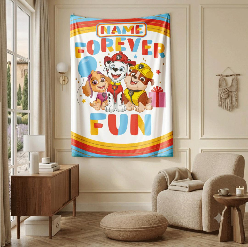 PAW Patrol Forever Fun Blanket, Rainbow Party Throw, Cute Pup Squad Bedding, Kids Gift