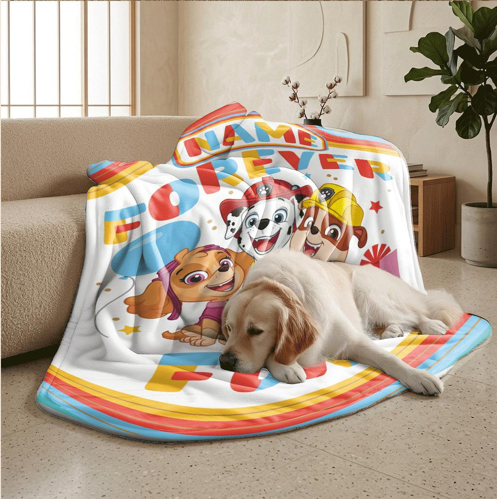 PAW Patrol Forever Fun Blanket, Rainbow Party Throw, Cute Pup Squad Bedding, Kids Gift